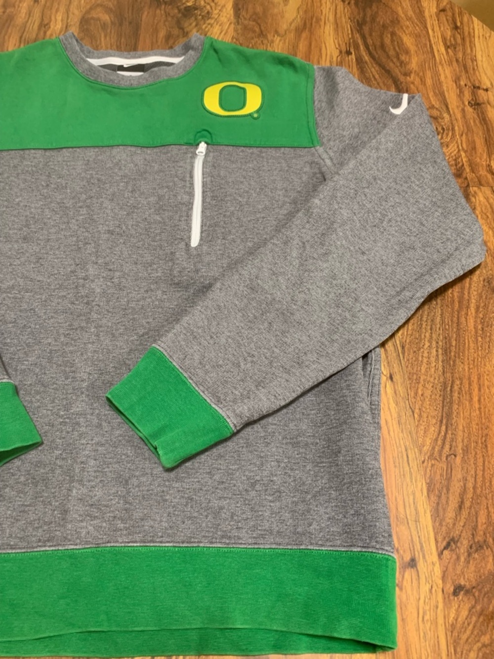 Nike Gray Crewneck Sweatshirt with Green Accents - Picture 3 of 13